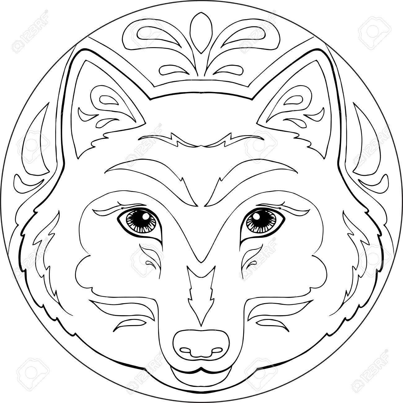 Decorative Coloring Mandalas With Wolf Head Royalty Free Cliparts Vectors And Stock Illustration Image 74488980