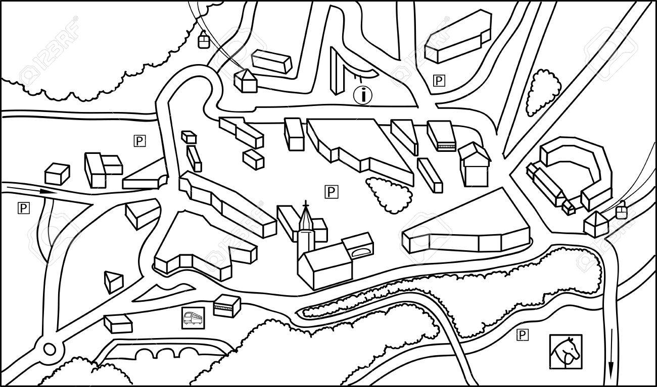 Vettoriale Colorare La Mappa Della Citta Con Le Strade E Gli