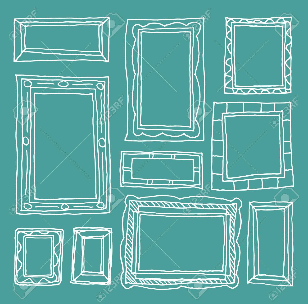 Marcos Establecidos Dibujado A Mano Ilustracion Vectorial Ilustraciones Vectoriales Clip Art Vectorizado Libre De Derechos Image