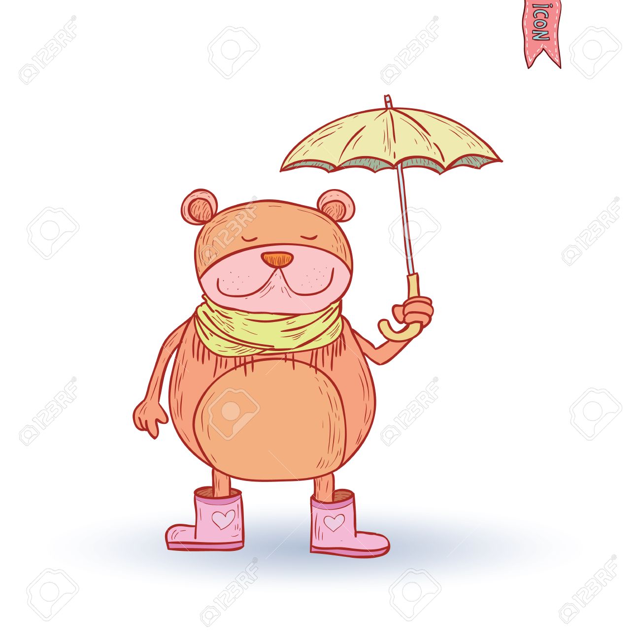 Ours Drôle Sous La Pluie Illustration Vectorielle