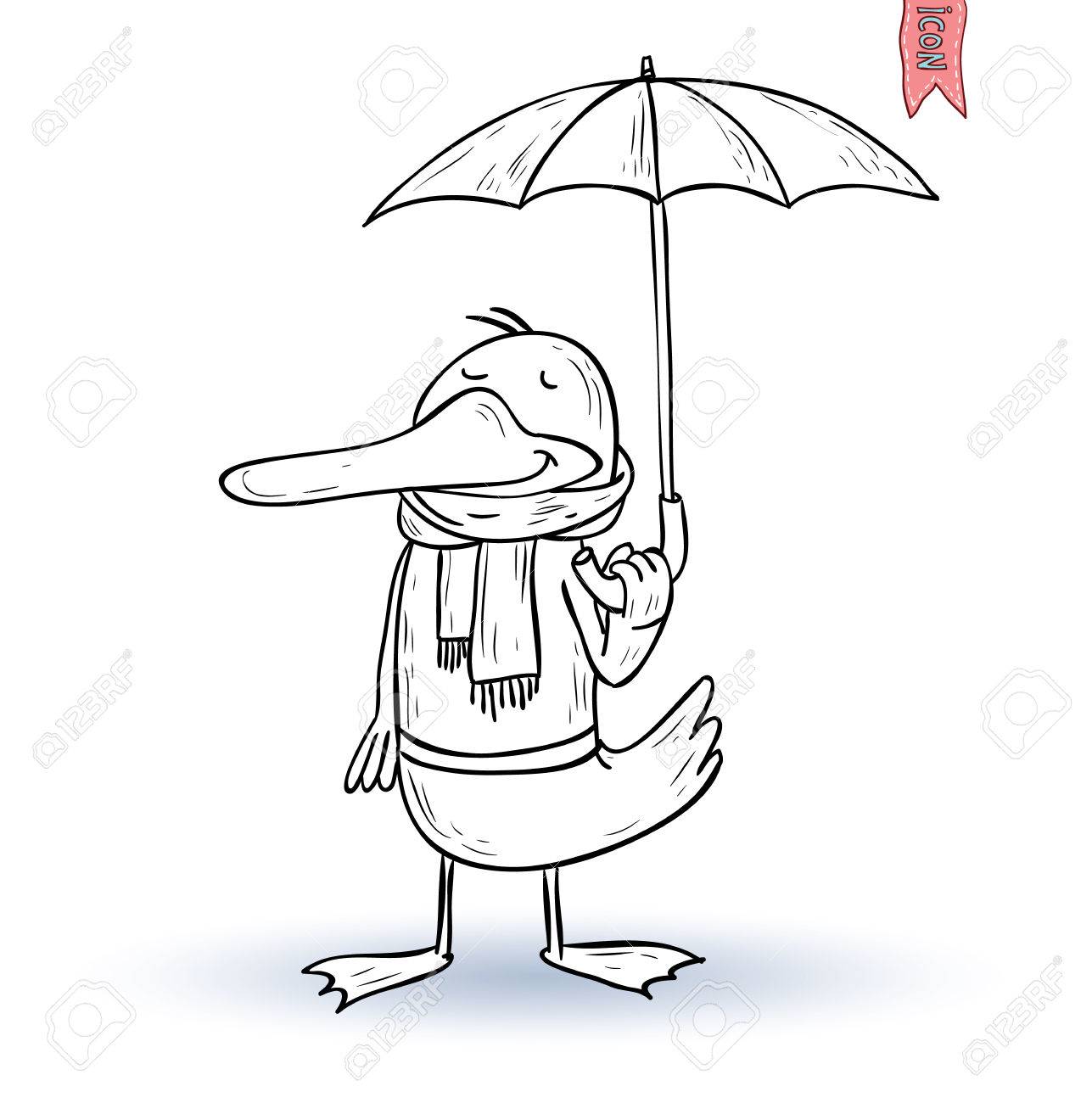 Animal Drôle Dans La Pluie Illustration Vectorielle