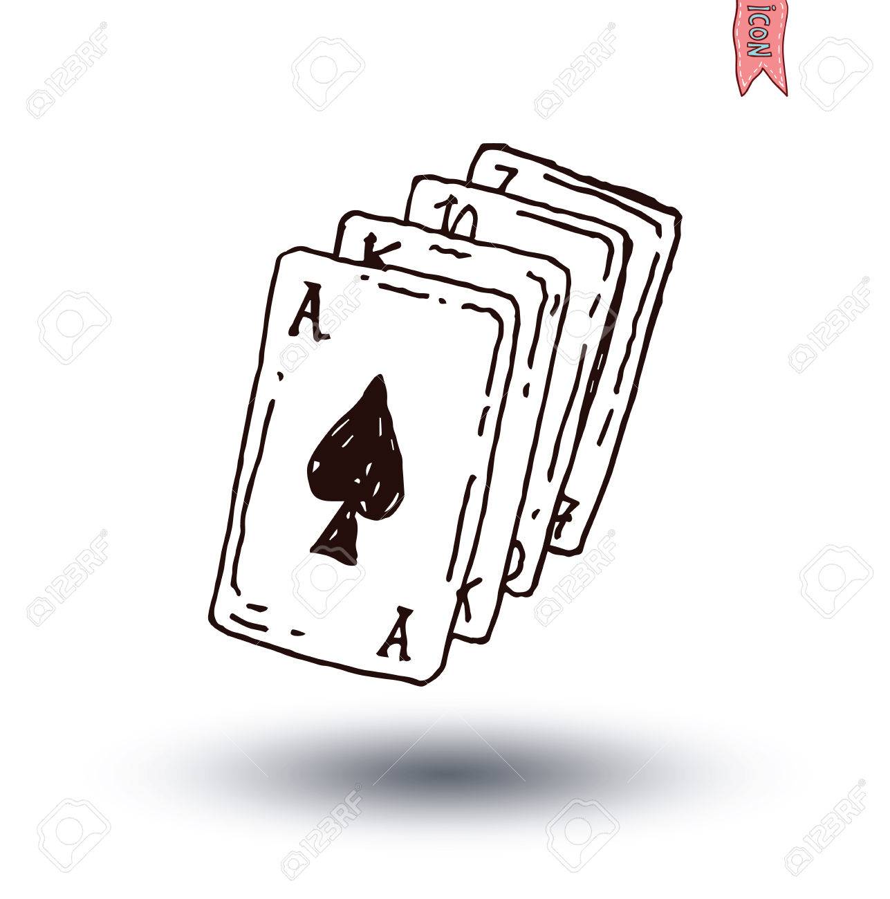 トランプのデッキ 手描きの背景イラスト のイラスト素材 ベクタ Image