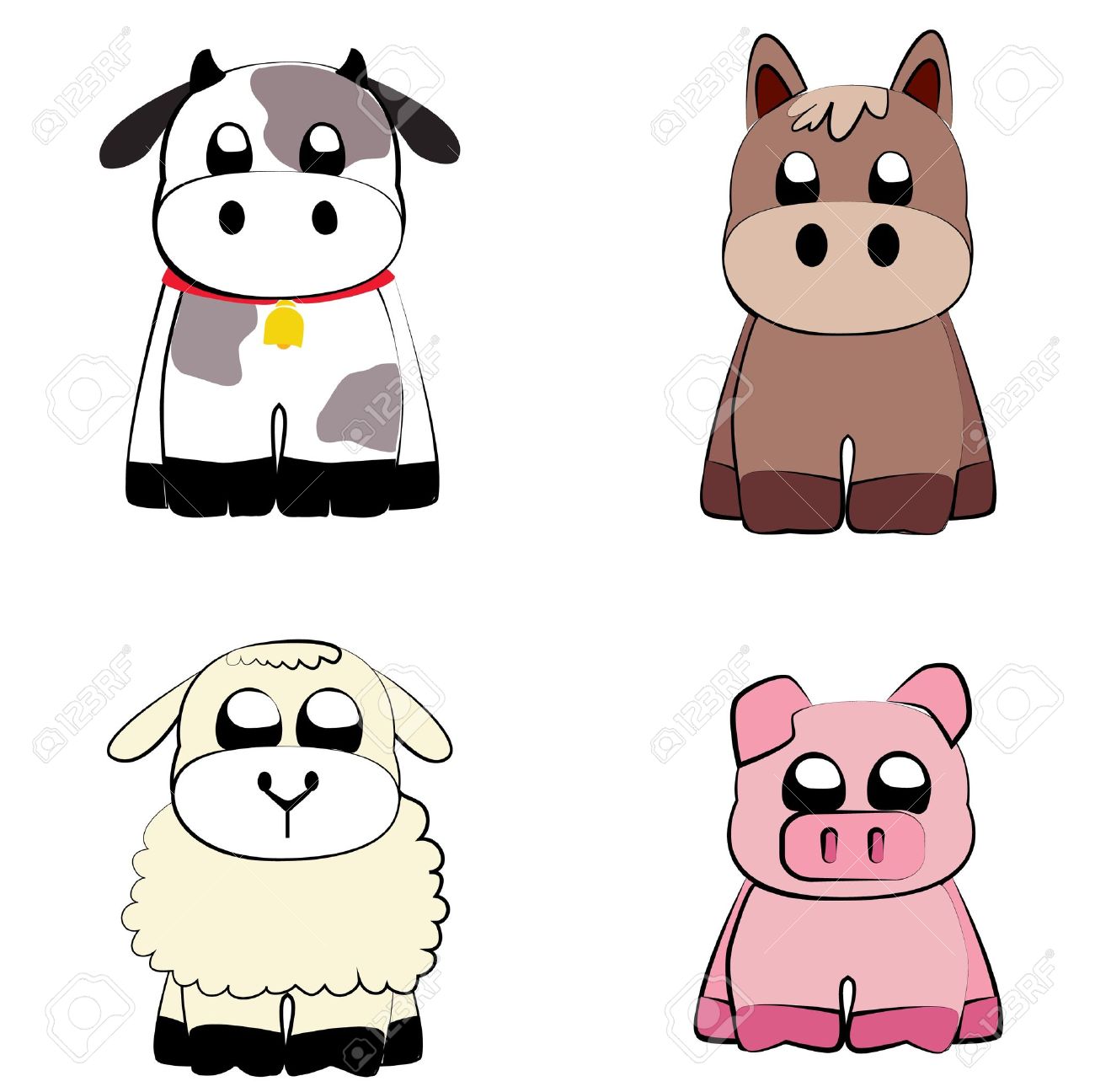 かわいいファーム動物イラスト ロイヤリティフリークリップアート
