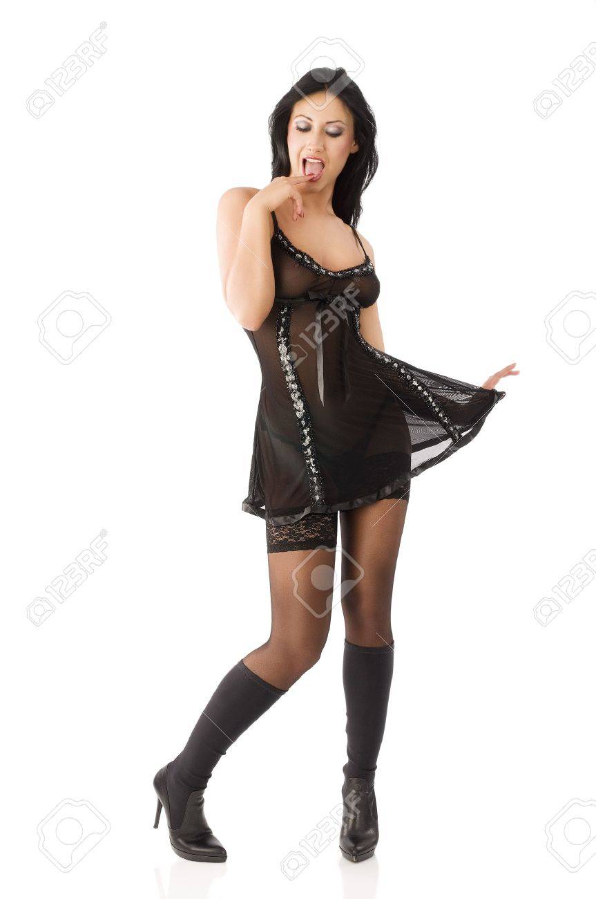 dress with stockings and boots