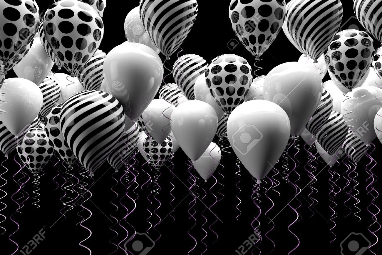 3d image of abstract black and white ballons - 18586168 3d image of abstract black and white ballons - 18586168