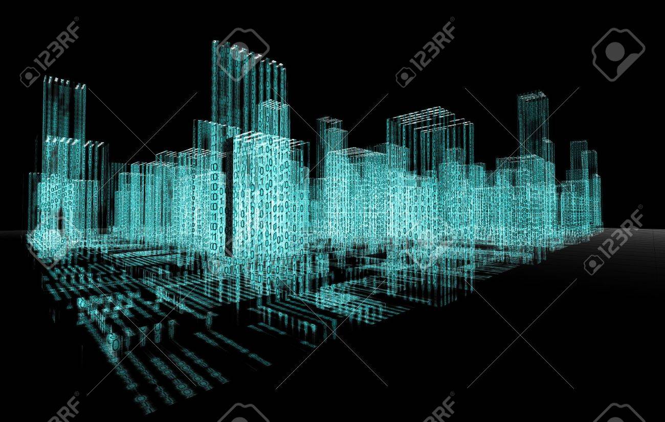 3d abstract architecture concept.Binary Language - 18586229 3d abstract architecture concept.Binary Language - 18586229