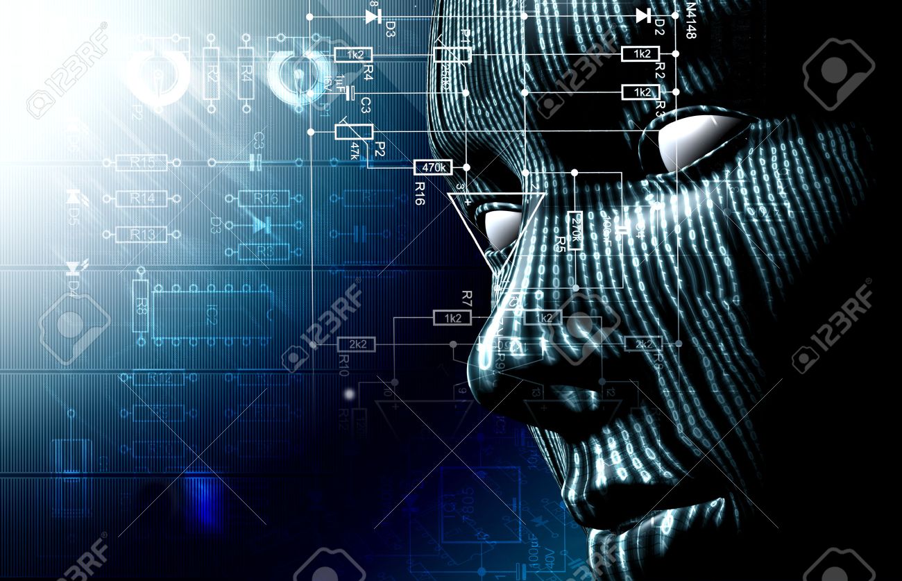 Background With Binary Code And Face. Background Of Technology ...