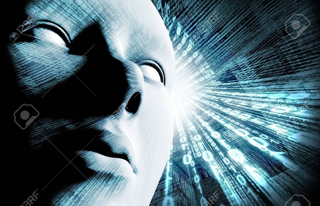 Background with binary code and face. Background of technology and hacker - 26870325 Background with binary code and face. Background of technology and hacker - 26870325