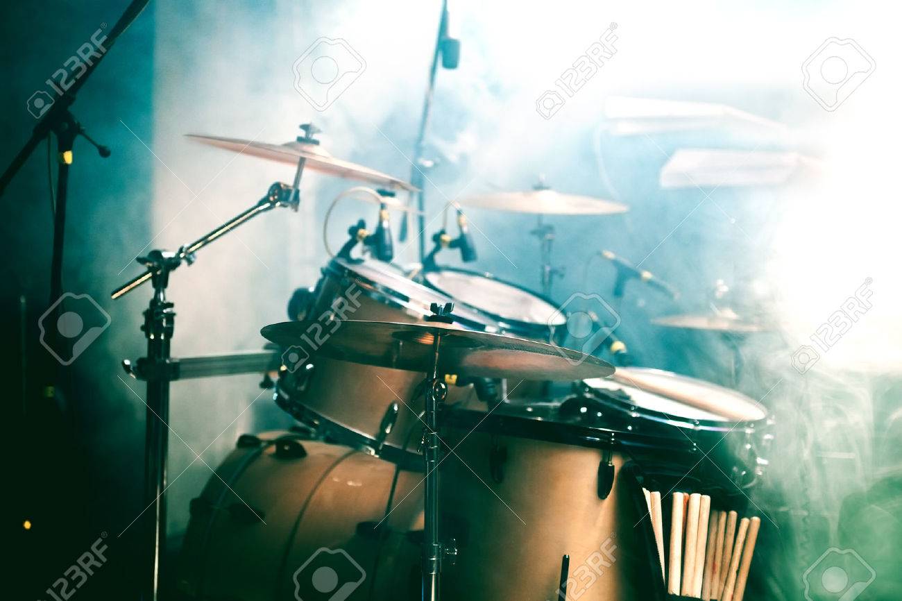 Live music background. Drum on stage - 41059690 Live music background. Drum on stage - 41059690