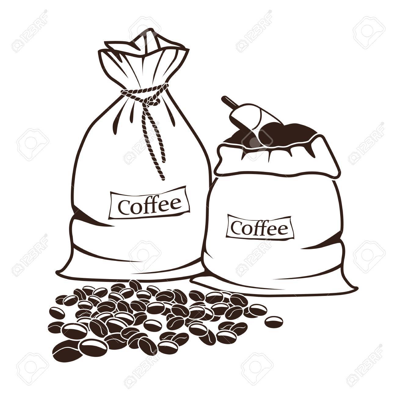 Sacks With Coffee And Beans Stock Vector Sacks With Coffee And Beans Stock Vector