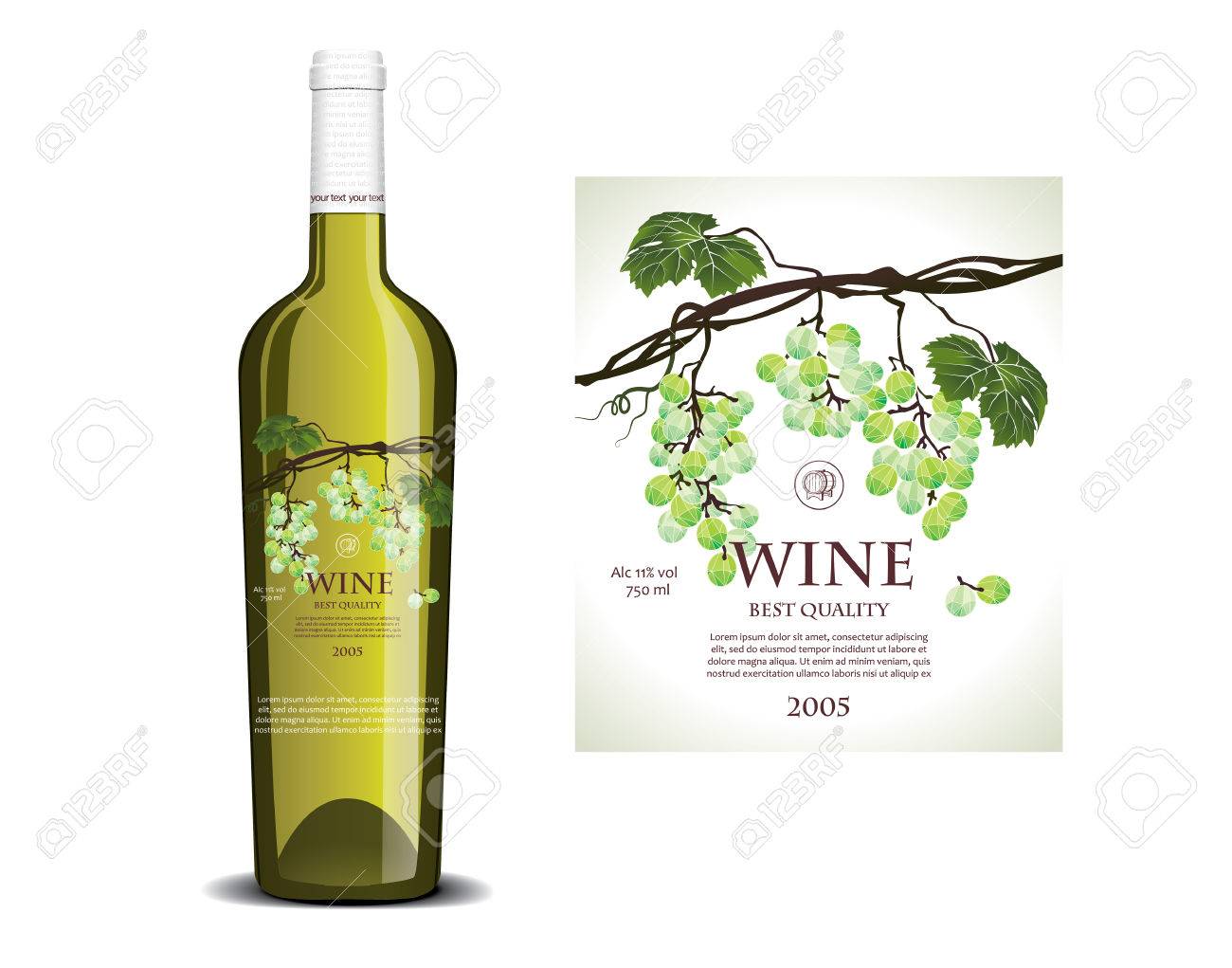 白ワインの概念の透明ラベルのイラスト素材 ベクタ Image 6378