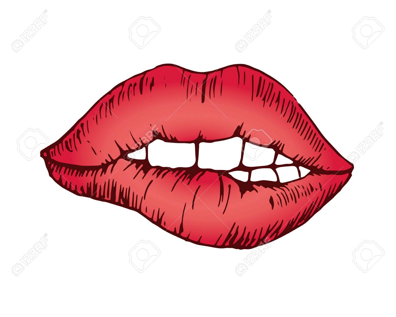 Sketch Vector Drawing Bright Red Bit Lip