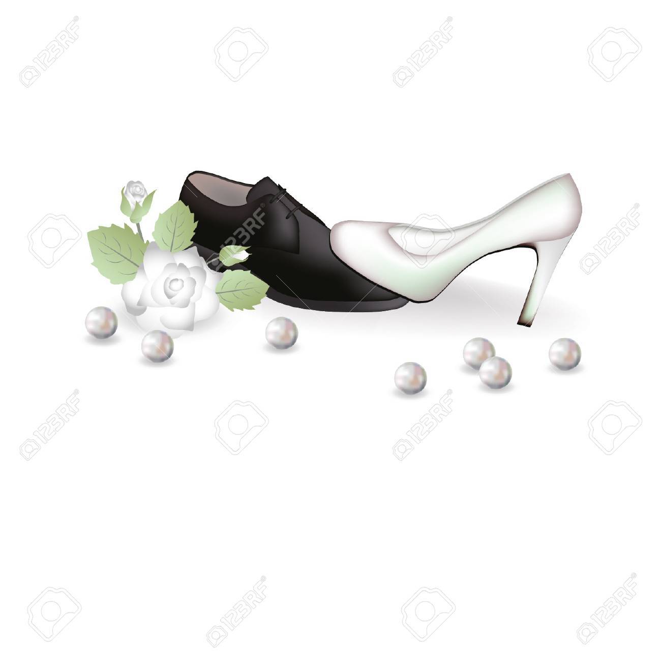 Wedding Shoes And A Rose Illustration Royalty Free Cliparts