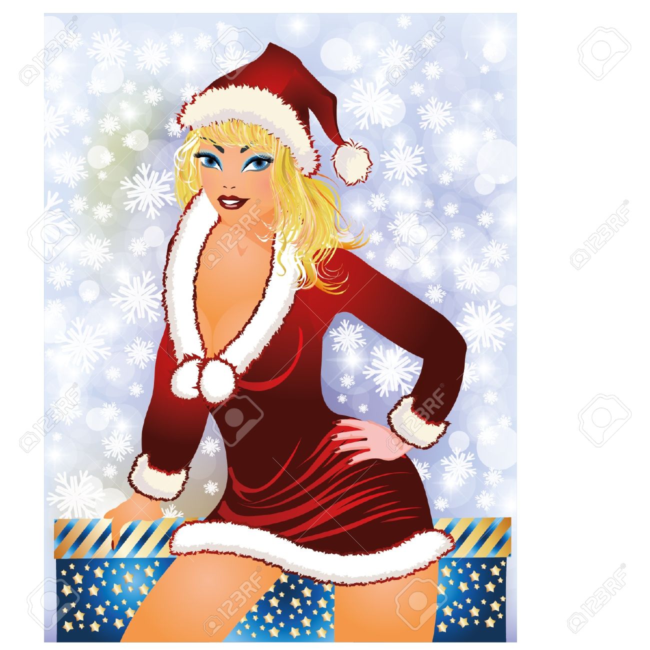 merry christmas card santa girl royalty free cliparts vectors and