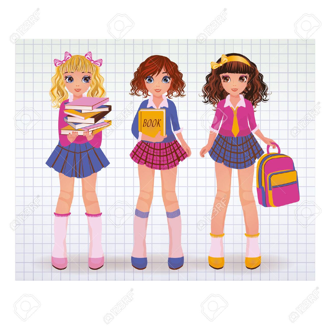 学校のガール フレンドの本と ベクトル イラストのイラスト素材 ベクタ Image 学校のガール フレンドの本と ベクトル イラストのイラスト素材 ベクタ Image