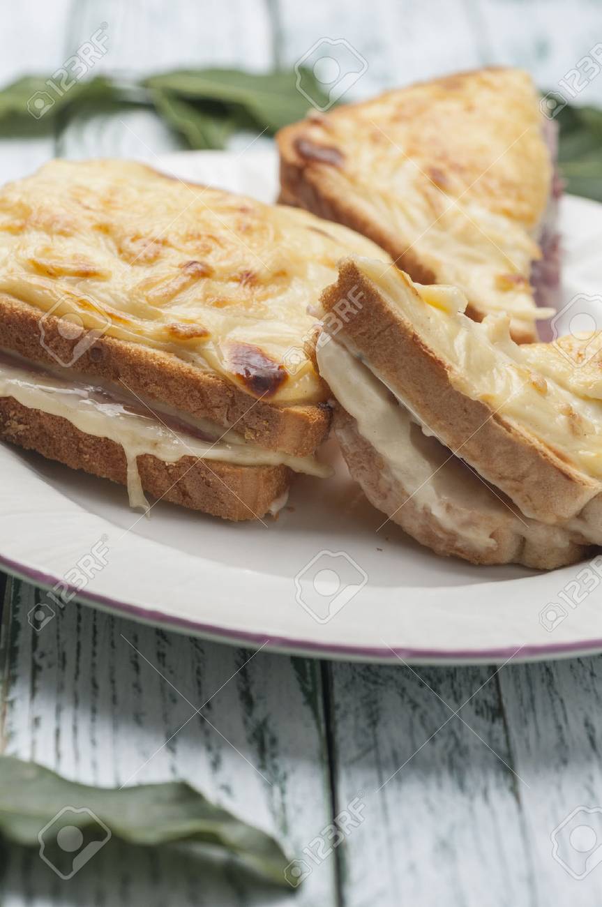 Sandwich Bread With Grated Cheese Bechamel And Ham Recipe Cooked