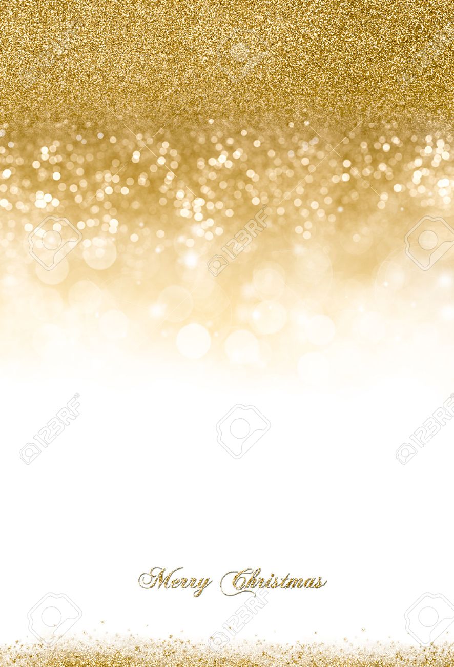 Christmas background with golden glitter scattered on top and slightly at the bottom over white background with copy space for your greeting - 48248798 Christmas background with golden glitter scattered on top and slightly at the bottom over white background with copy space for your greeting - 48248798