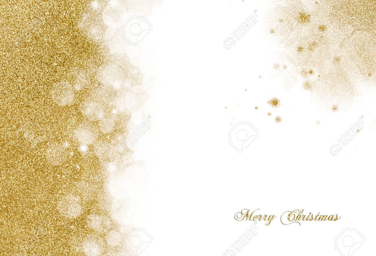 Christmas background with golden glitter scattered as a left hand border and corner decoration over white with copyspace for your greeting - 48248799 Christmas background with golden glitter scattered as a left hand border and corner decoration over white with copyspace for your greeting - 48248799