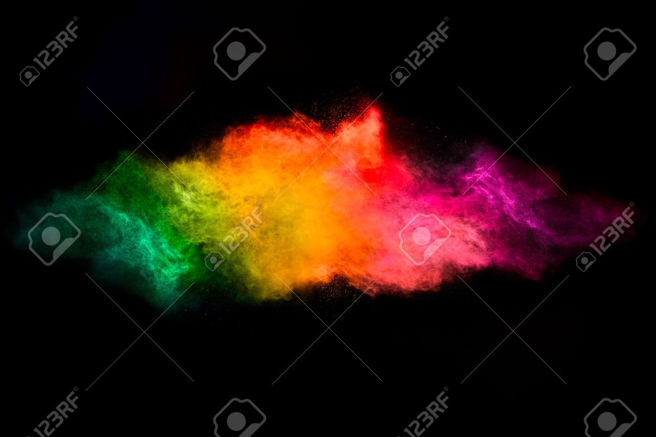 Color explosion. Abstract design of a dust cloud. Colorful rainbow of dust particles isolated on black background - 55314670 Color explosion. Abstract design of a dust cloud. Colorful rainbow of dust particles isolated on black background - 55314670