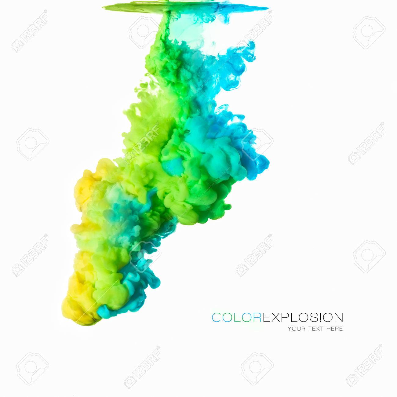 Rainbow of colors. Acrylic Ink in water isolated on white background with copy space for text. Paint texture. - 60951958 Rainbow of colors. Acrylic Ink in water isolated on white background with copy space for text. Paint texture. - 60951958