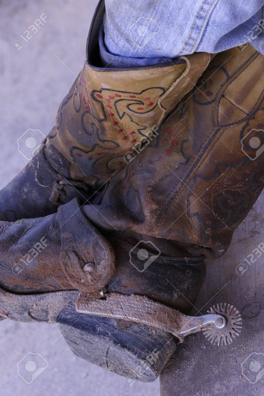 cowboy dirty boots with spurs