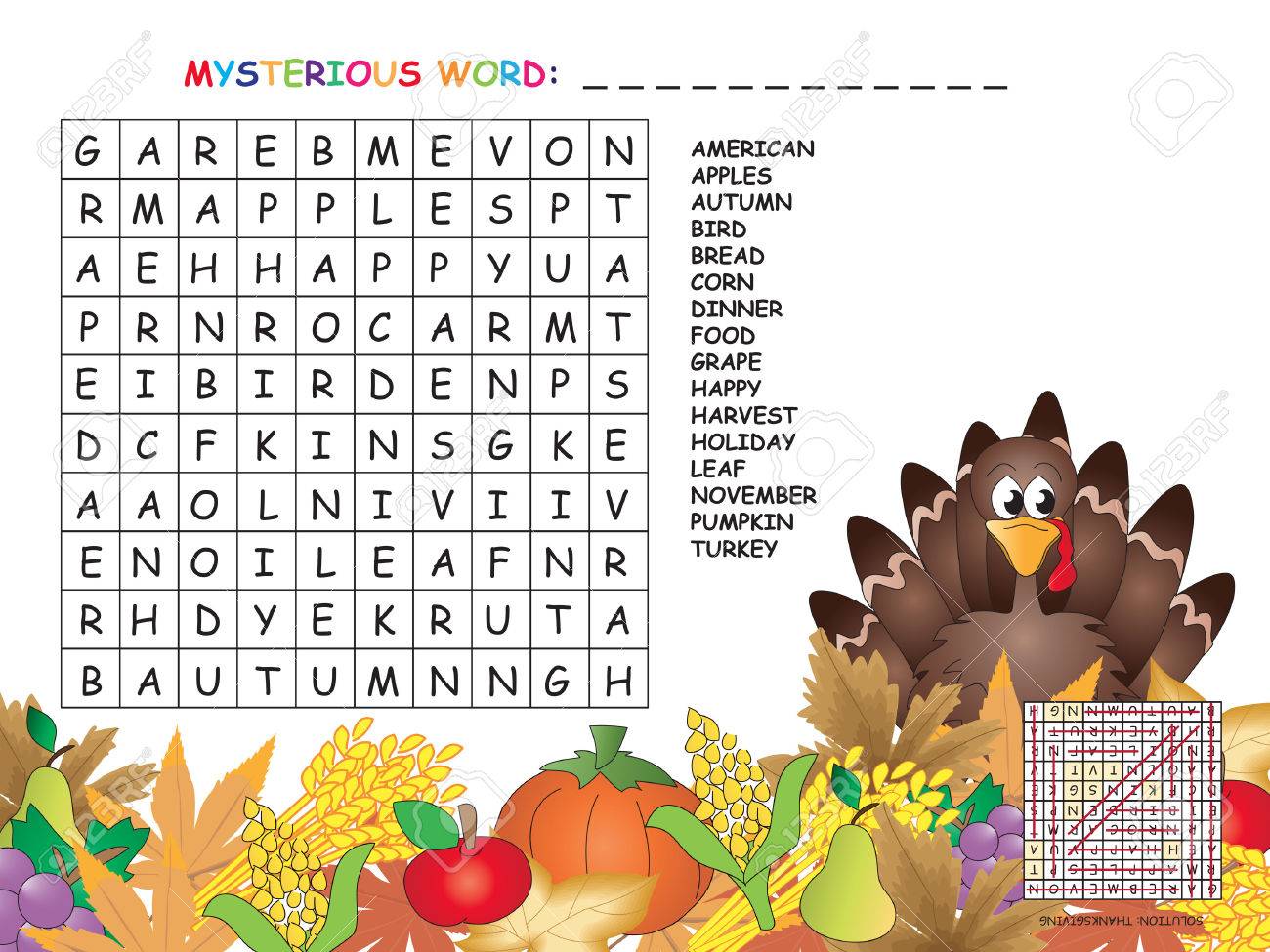 Game for children: find all words horizontal, vertical and diagonal. use  the remaining letters to find the mystery word stock photo, picture and  royalty free image. image 43971537.