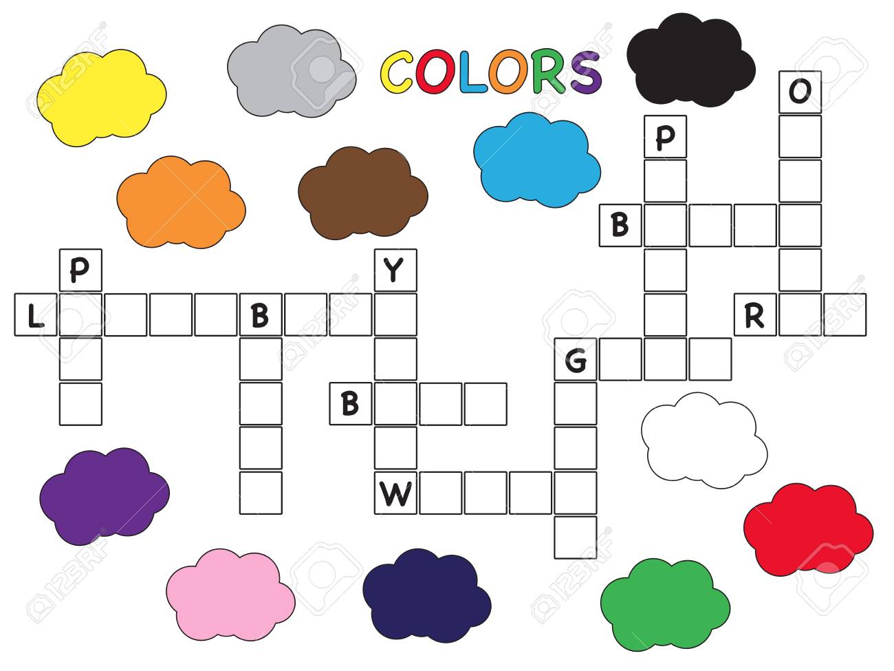 Easy Game For Children: Colors Crossword Stock Photo, Picture And - Easy Game For Children: Colors Crossword Stock Photo, Picture And