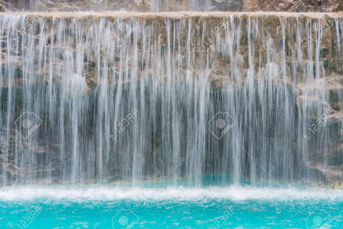 Landscape Of Beautiful Artificial Waterfall In Garden At The Stock Photo Picture And Royalty Free Image Image 142261917
