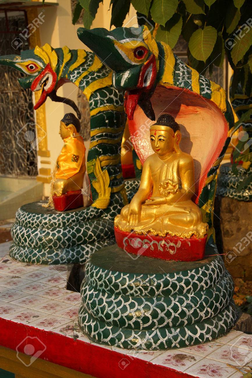 Buddha Protected By The Naga Cobra Serpent S Hood Botataung Stock Photo Picture And Royalty Free Image Image 38806315