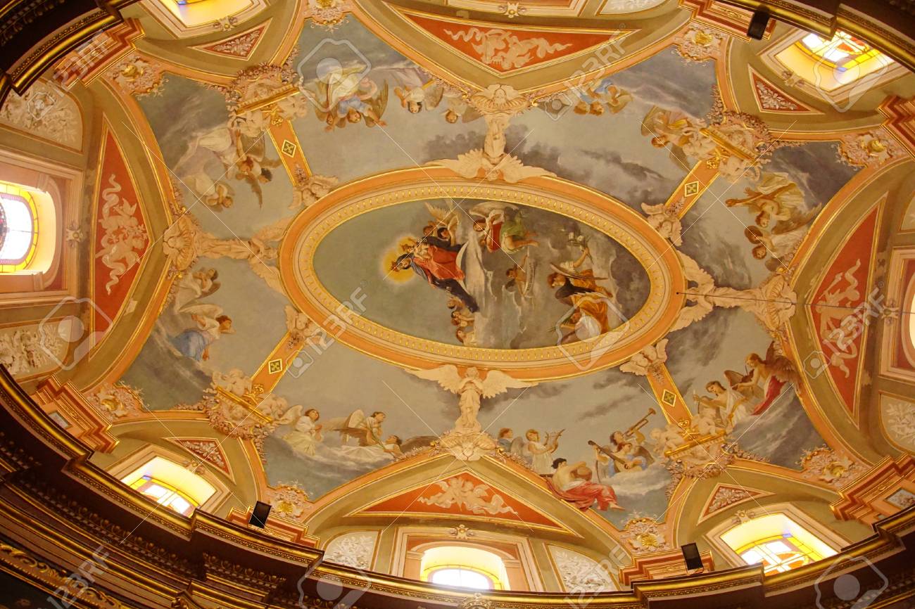 Mdina Malta Apr 19 2018 Baroque Elliptical Ceiling Fresco