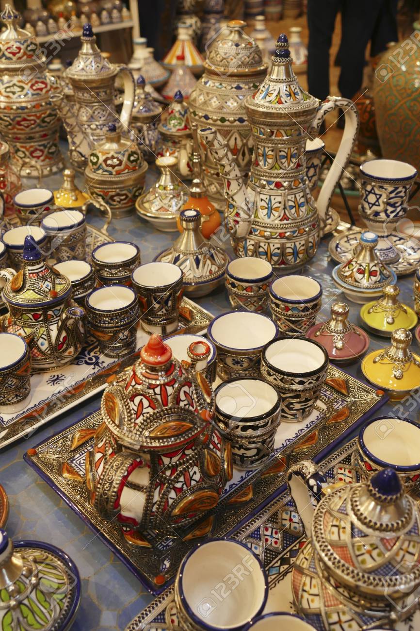pics Moroccan Tea Set Ceramic porcelain and metal tea sets artisanal pottery workshop fes