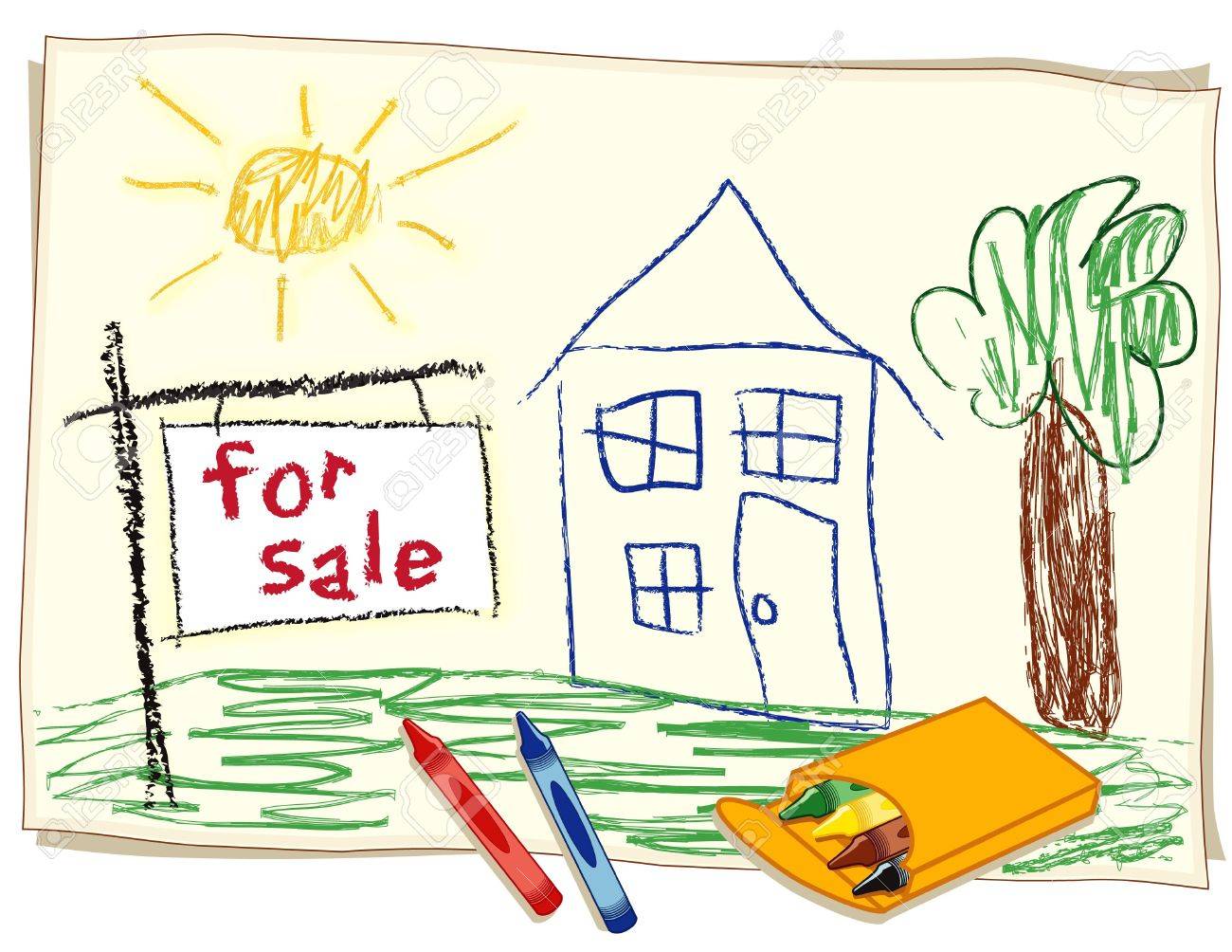Pour Connecter Vente Immobilier Dessin Au Crayon Enfant S Maison Dans Le Paysage Ensoleillé