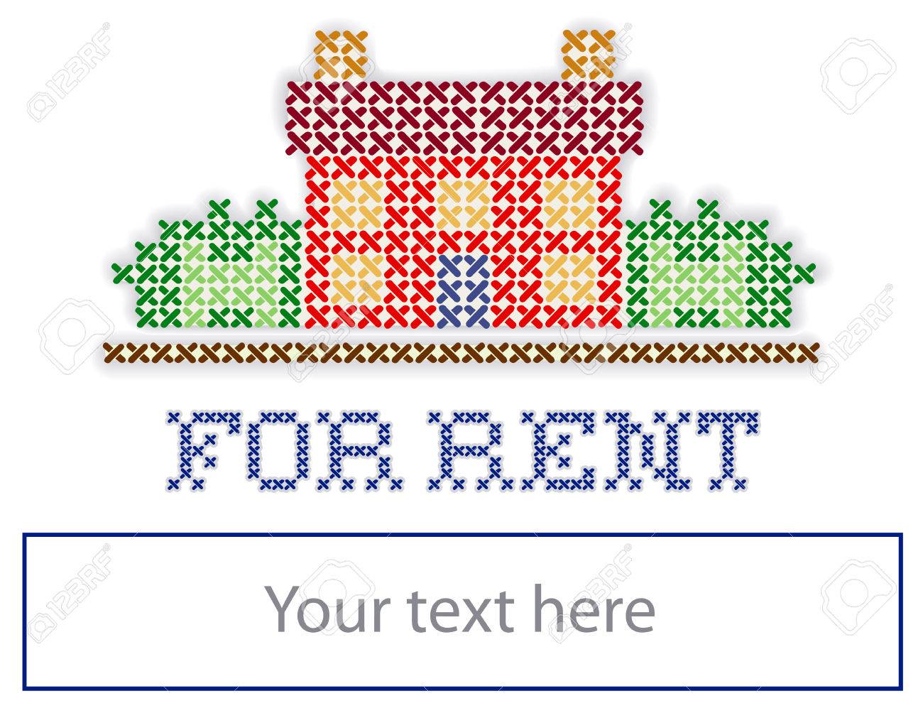 real estate for rent yard sign retro cross stitch embroidery free add for rent house
