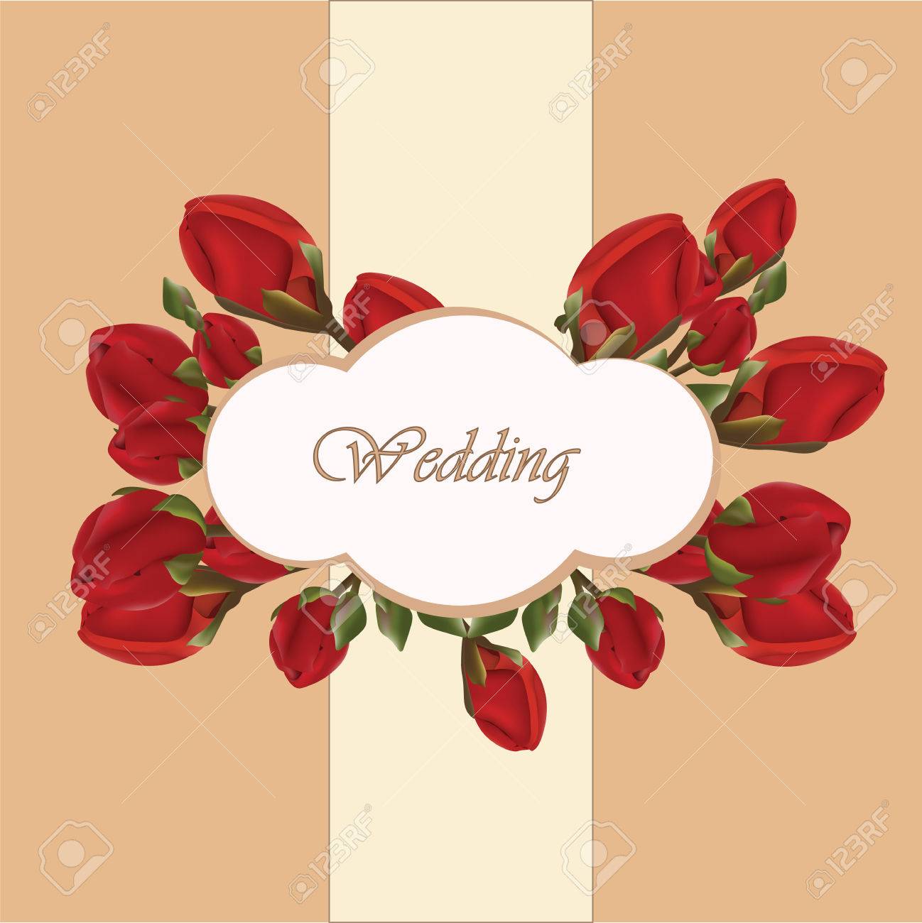 geranium flower wedding invitation background in beige vector