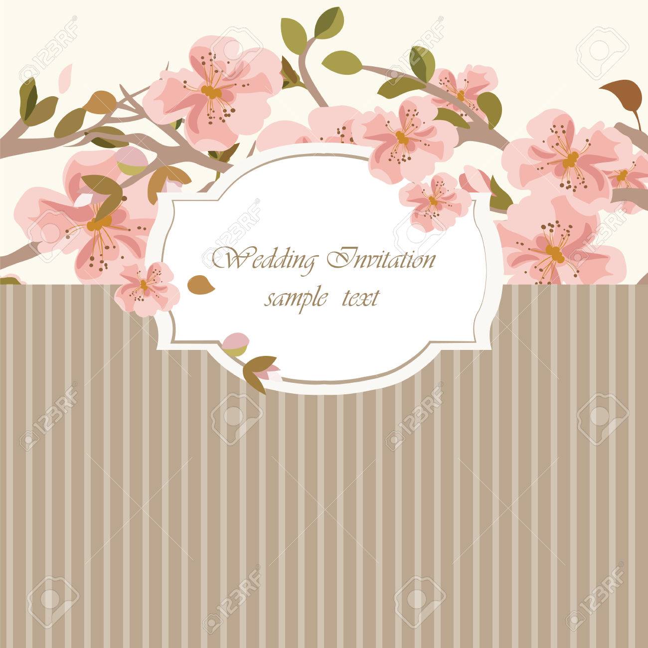 vintage invitation card with watercolor flowers background spring flower card background