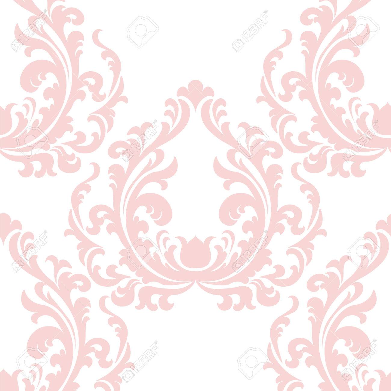 Vintage Blumenverzierung Damast Muster Eleganter Luxus Textur Fur Textur Stoff Tapeten Hintergrunde Und Einladungskarten Rosa Rosenquarz Farbe Vektor Lizenzfrei Nutzbare Vektorgrafiken Clip Arts Illustrationen Image 58636403