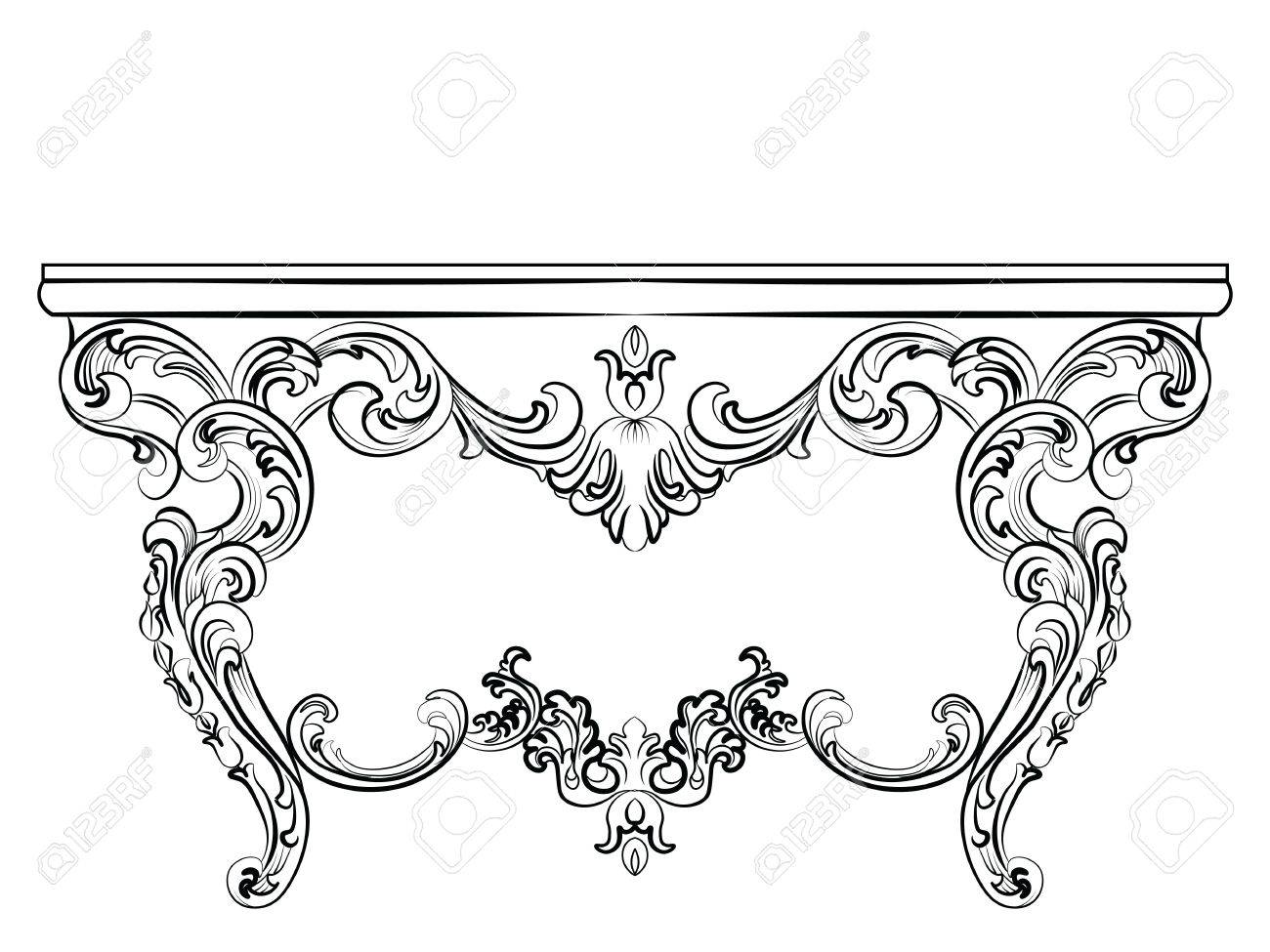 Baroque Luxury Style Furniture. Elegant Table Set With Rich ... Baroque Luxury Style Furniture. Elegant Table Set With Rich ...
