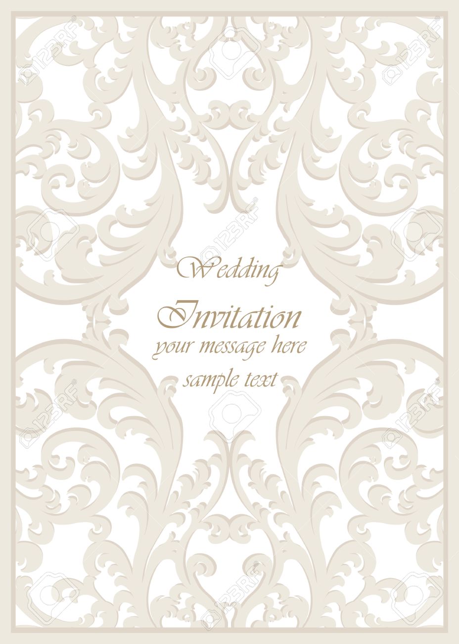 Vector Vintage Classique Carte D Invitation De Mariage De Style Imperial Floral Background Ornement Pour La Conception Invitations De Mariage Cartes De Voeux Papier Peint Couleur Creme Clip Art Libres De Droits