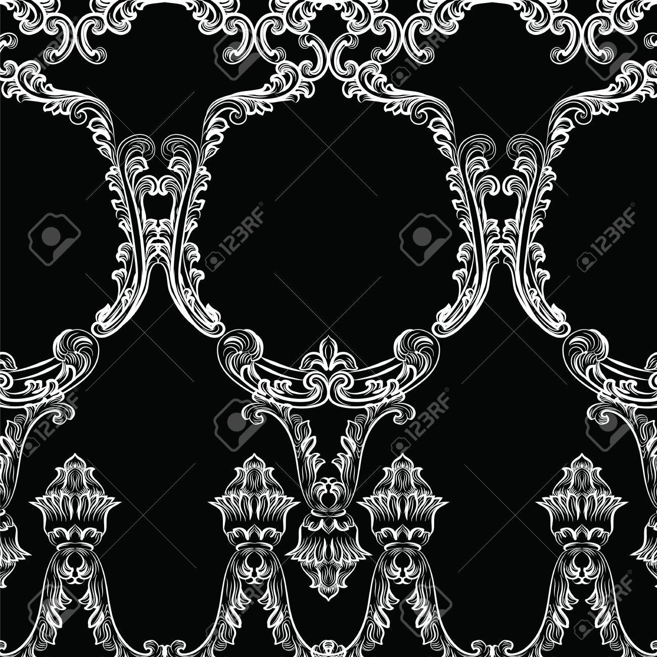 ロココ調のフレームの装飾パターン ベクトル フランス高級リッチは 装飾品や壁のフレームに刻まれています 高貴なビクトリア朝様式のフレーム のイラスト素材 ベクタ Image