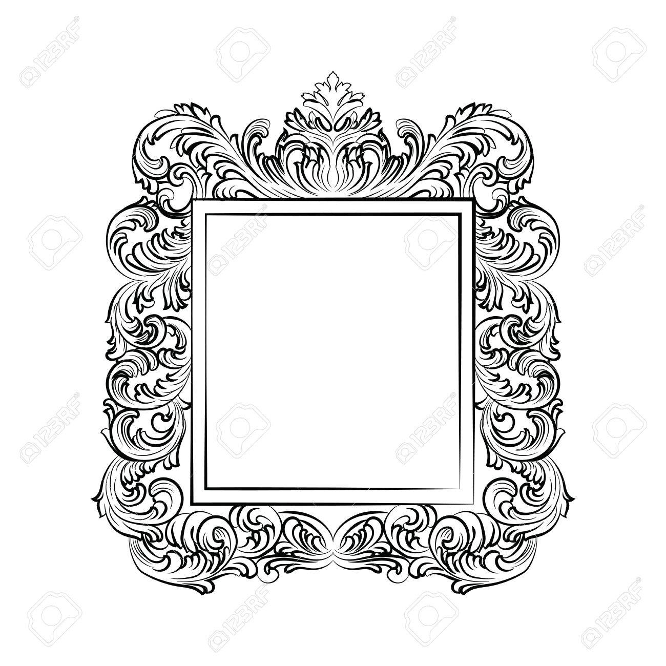 Exquisite Baroque Rococo Mirror Frame Vector French Luxury