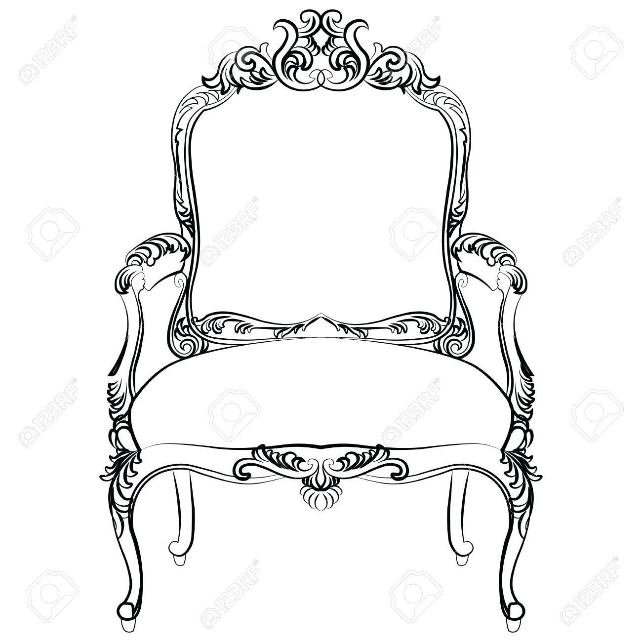ロイヤル バロック ベクトル古典的な椅子家具高級アカンサス装飾品 ベクター スケッチ家具のイラスト素材 ベクタ Image