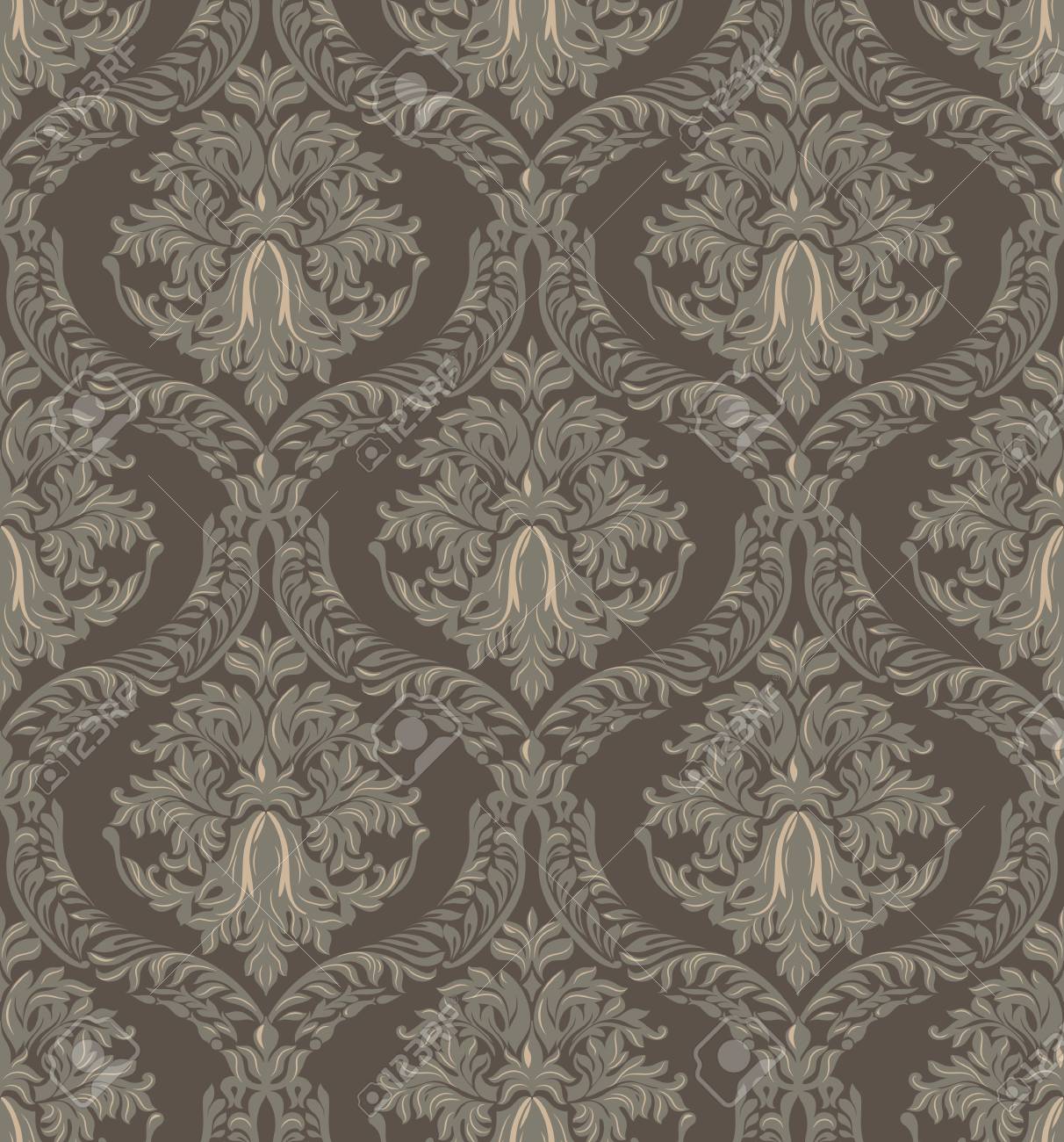Damask 8x10 FT Photo Backdrops,Ornamental Symmetric Antique Motif with Classical Elements Baroque Swirls Curves Background for Party Home Decor Outdoorsy Theme Vinyl Shoot Props Cream Sepia