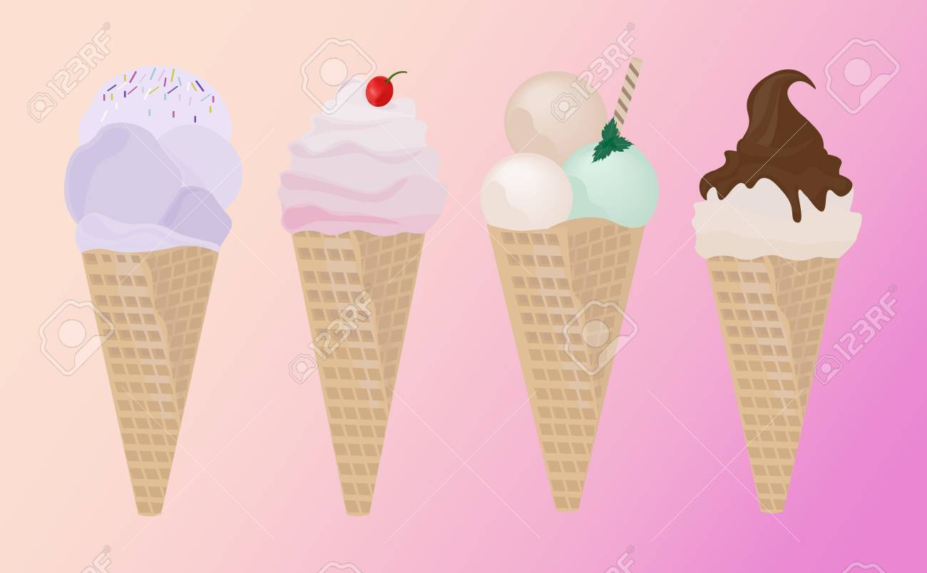 ice cream cones vector illustration summer template banner royalty