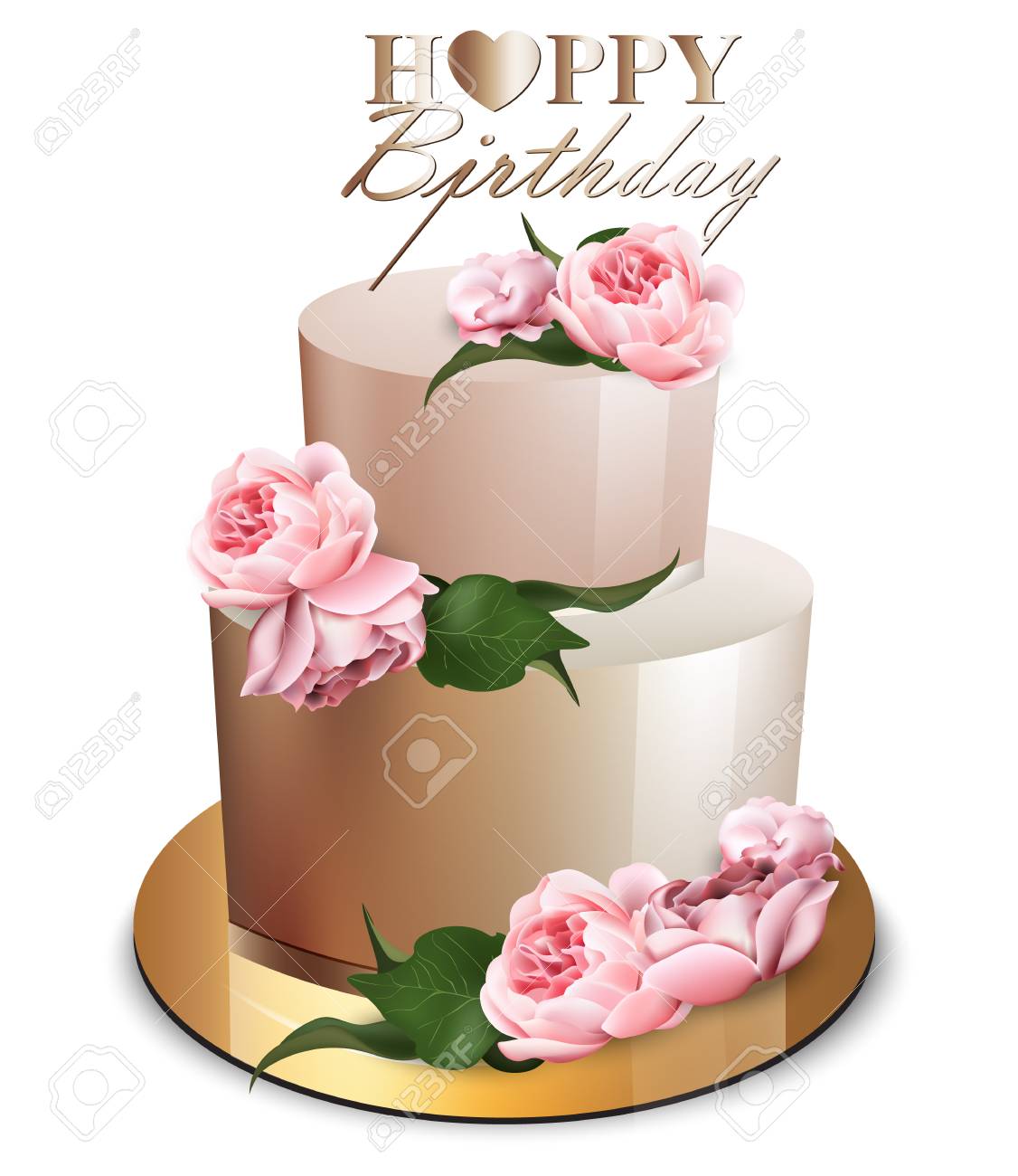 Happy Birthday Cake Vector Realistic Anniversary Wedding