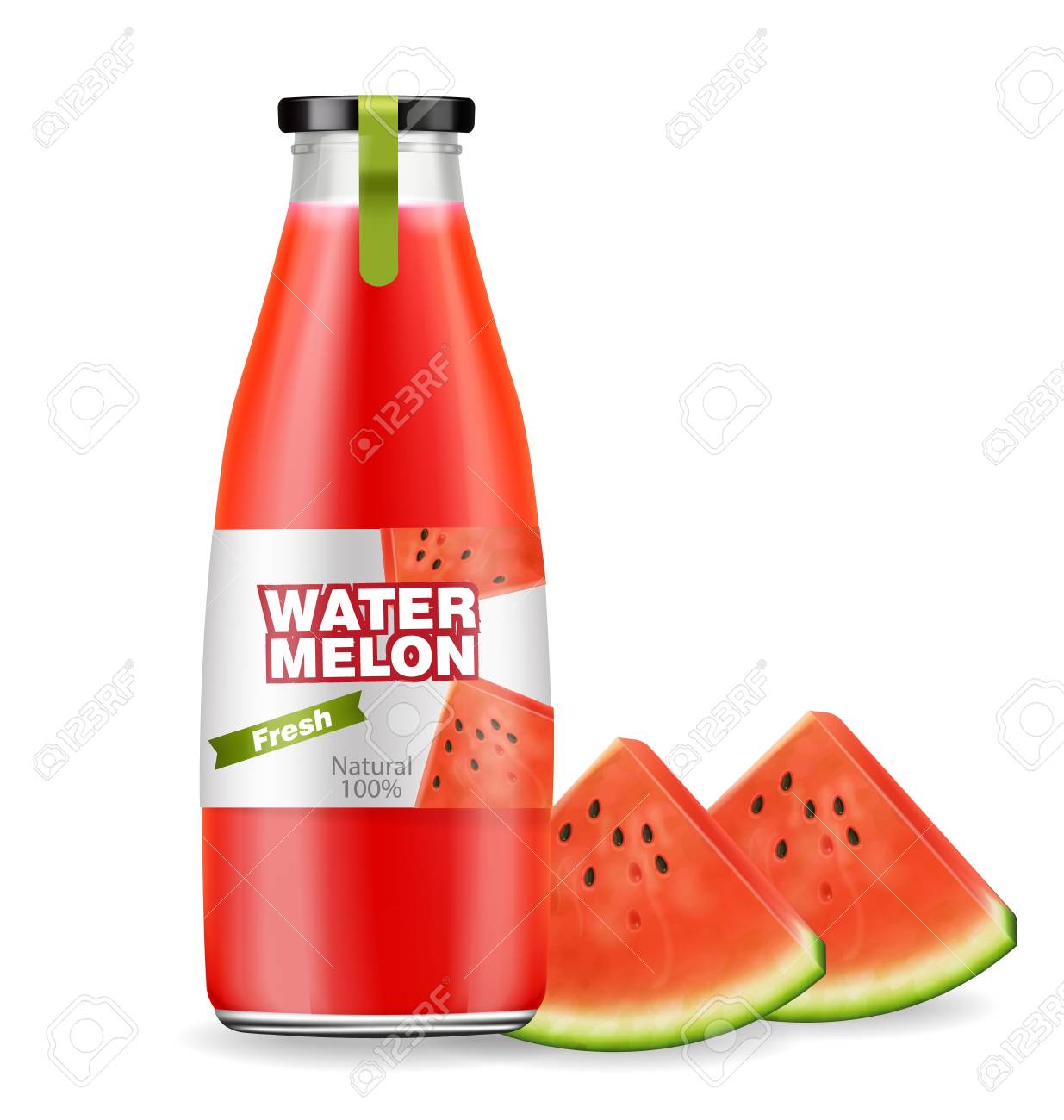 Download Watermelon Juice Bottles Vector Realistic Product Placement Royalty Free Cliparts Vectors And Stock Illustration Image 125013103