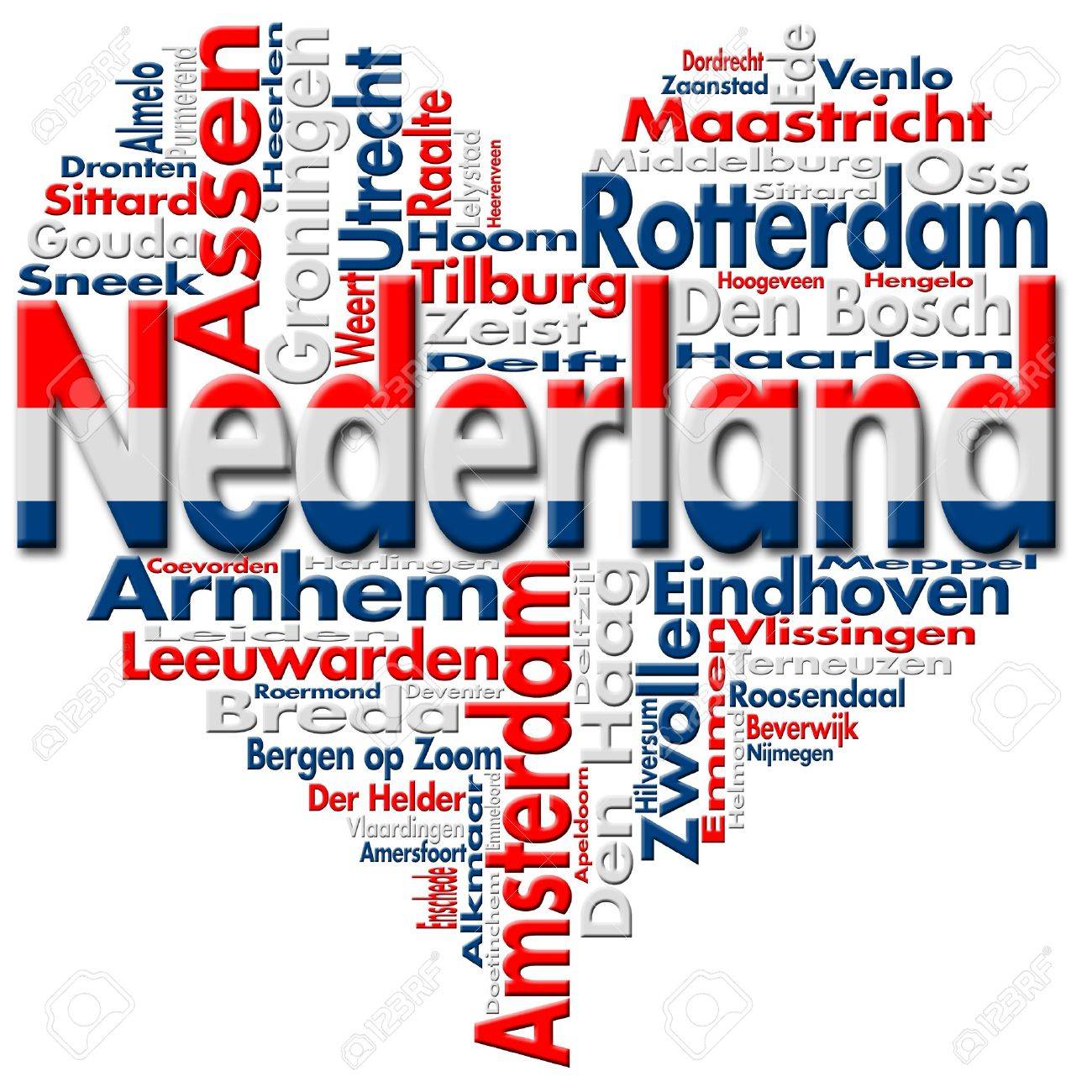 Geschrieben Nederland Und Niederlandischen Stadten Mit Herzformigen Niederlandischer Flagge Farben Lizenzfreie Fotos Bilder Und Stock Fotografie Image 12085454