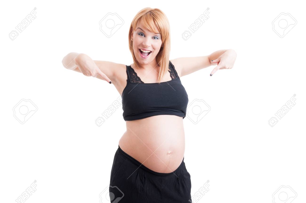 Young Pregnant Woman Showing Big Belly