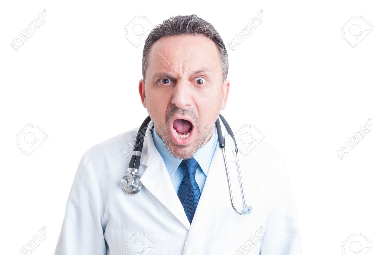 Angry medic or doctor yelling at camera as rage and fury concept - 47531979 Angry medic or doctor yelling at camera as rage and fury concept - 47531979