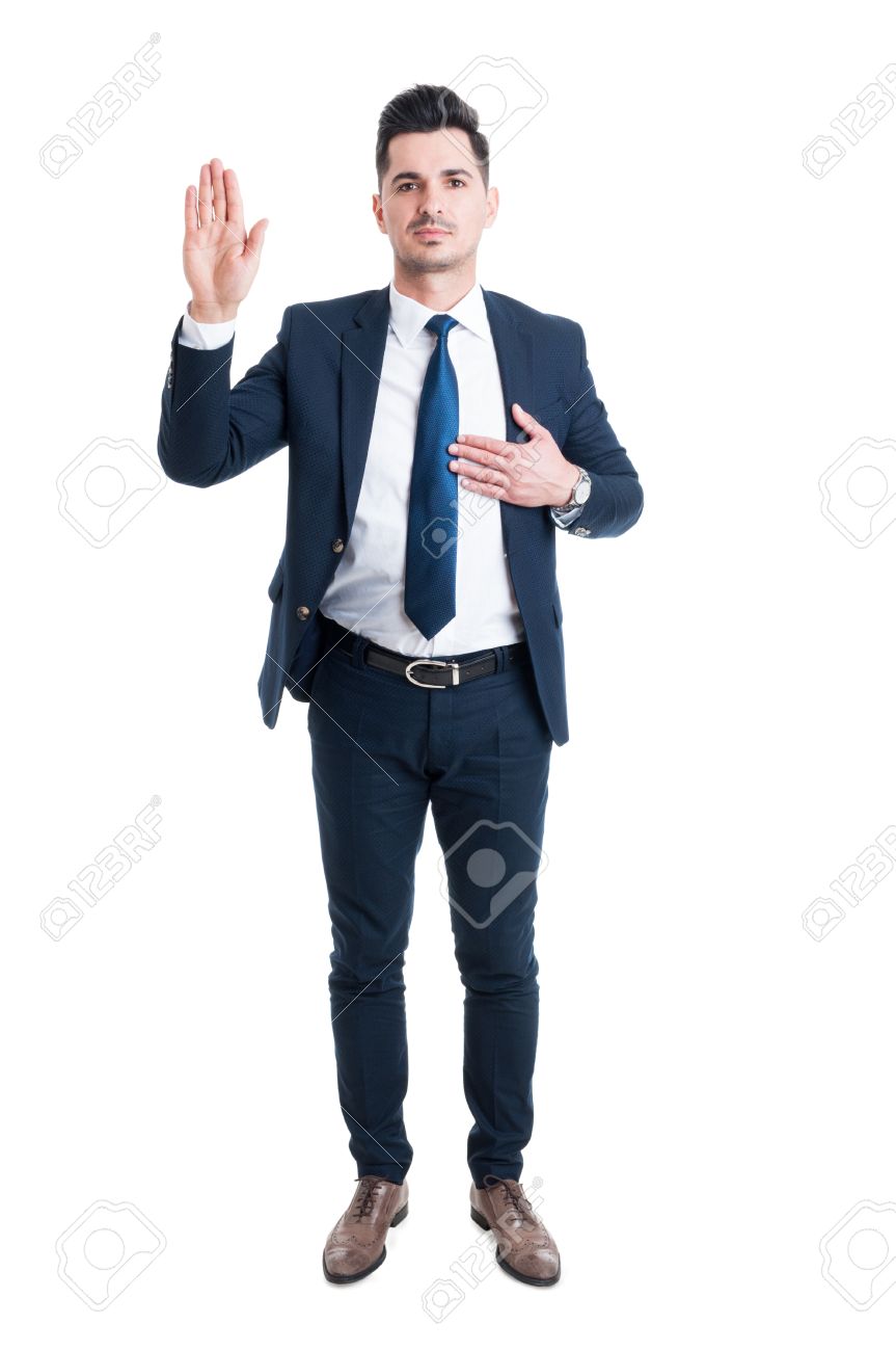 Honest lawyer hand on heart as swear or oath gesture isolated on white background - 55512035 Honest lawyer hand on heart as swear or oath gesture isolated on white background - 55512035