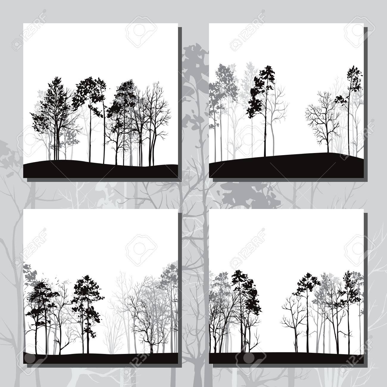 set of different landscapes with pine trees square templates winter tree templates
